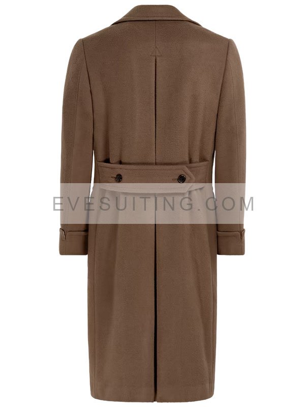 Brown Wool Double Breasted Polo Coat For Men's
