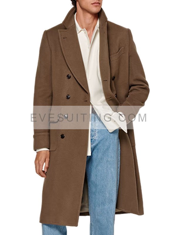 Brown Wool Double Breasted Polo Coat