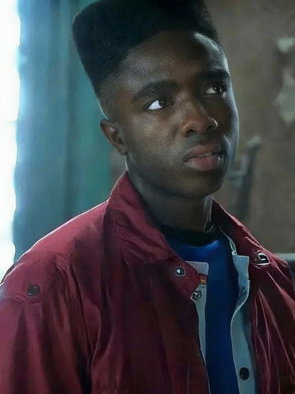 Caleb McLaughlin Stranger Things S04 Lucas Sinclair Red Jacket