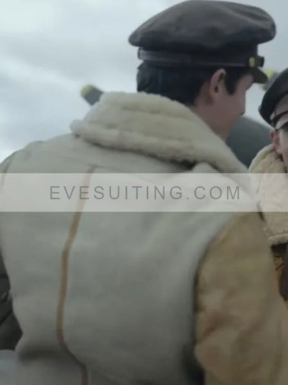Callum Turner Shearling Military Jacket