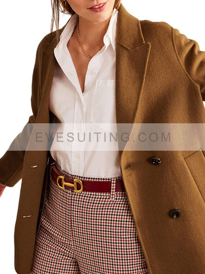 Camel Brown Wool Peacoat