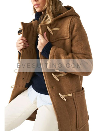 Camel Classic Fit Duffle Wool Coat For Women's