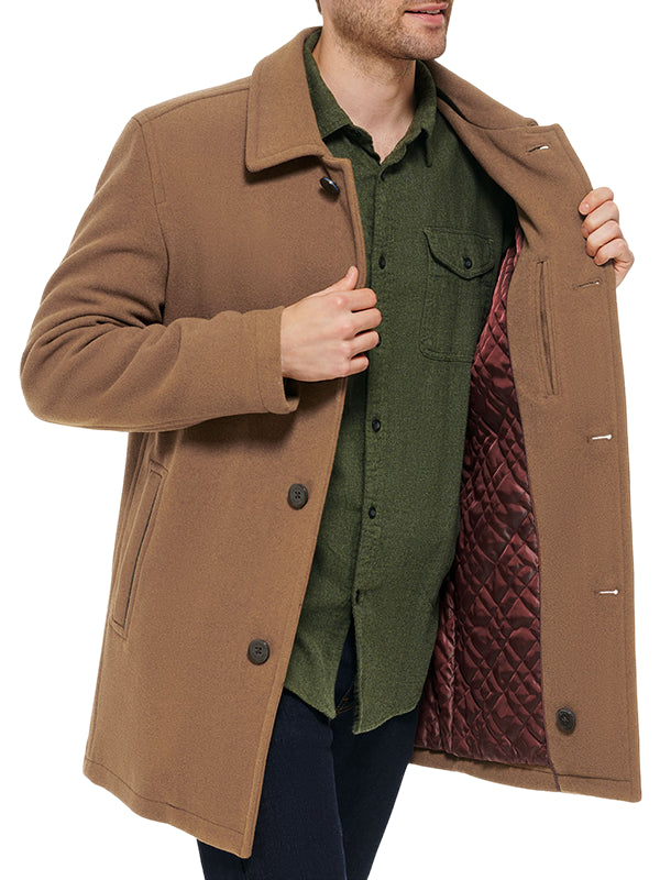 Camel Wool Car Coat For Men's