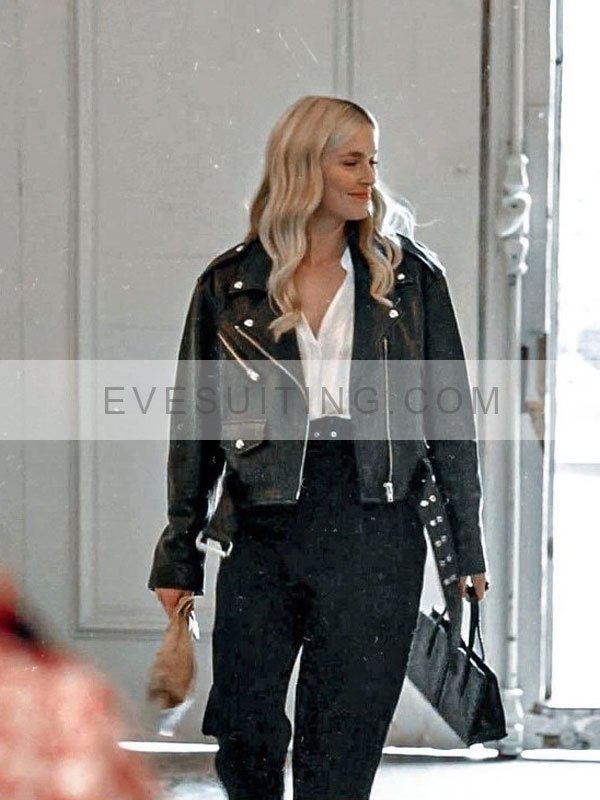 Camille Razat Emily In Paris Motorcycle Black Leather Jacket