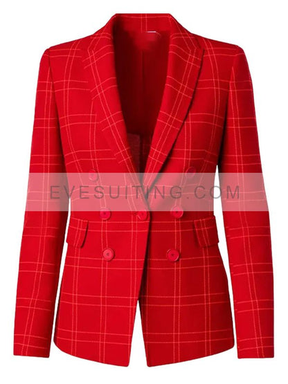 Carrie Preston TV Series Elsbeth 2024 Elsbeth Tascioni Plaid Red Blazer