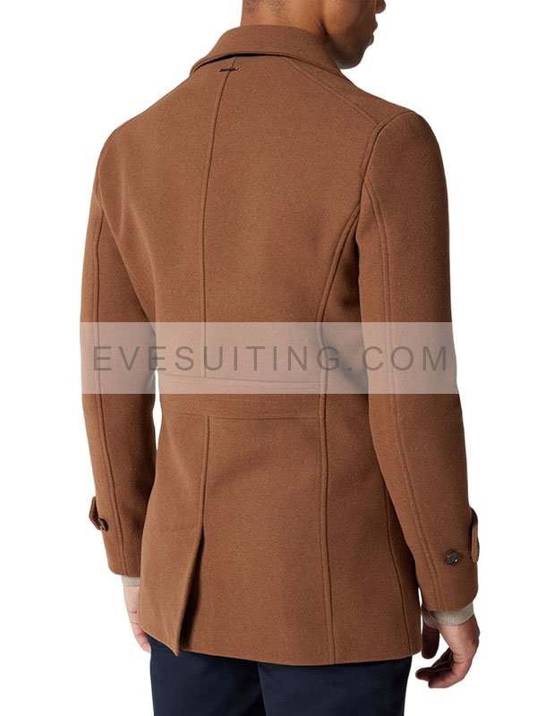 Casual Brown Wool Peacoat