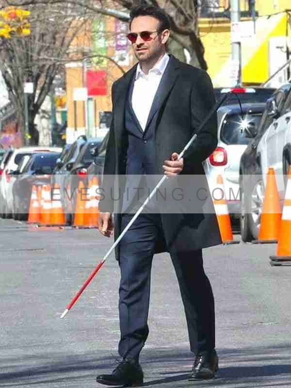 Charlie Cox Daredevil Born Again 2024 Black Wool Coat
