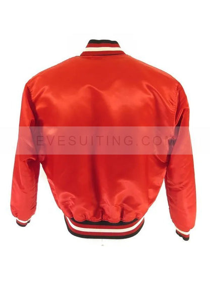 Chicago Bulls Starter Red Letterman Varsity Bomber Jacket