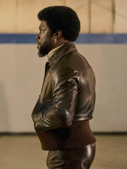 Chicken Man Fight Night The Million Dollar Heist Kevin Hart Brown Leather Jacket