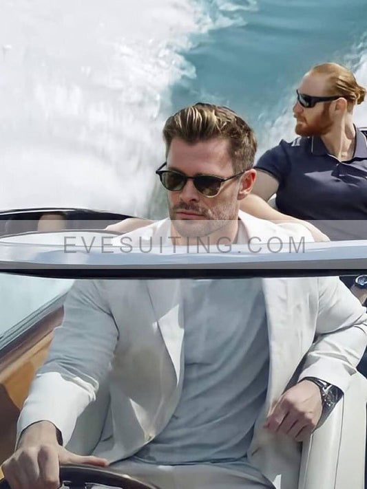 Chris Hemsworth Spiderhead 2022 White Blazer
