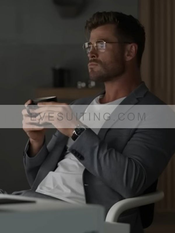 Chris Hemsworth Spiderhead Grey Blazer