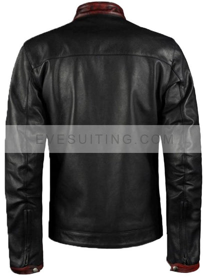 Christian Bale Dark Knight Batman Black Leather Biker Jacket