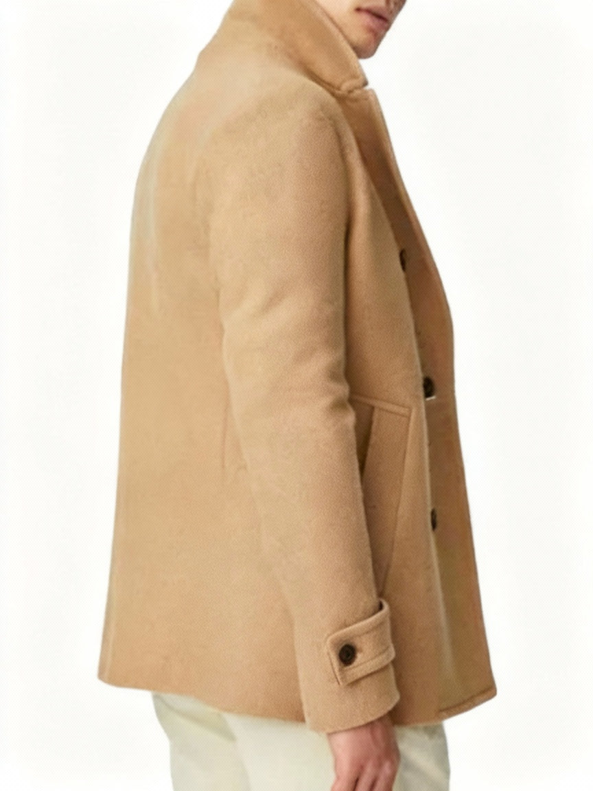 Classic Beige Wool Peacoat