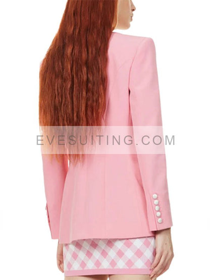 Coco Jones Bel-Air Pink Double Breasted Blazer Coat
