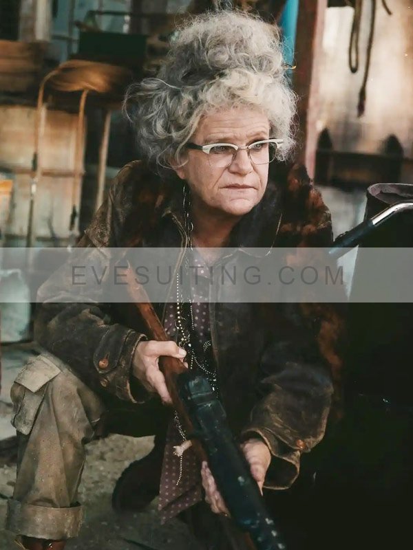 Dale Dickey TV Series Fallout 2024 Ma June Brown Distressed Leather Jacket