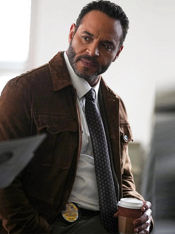 Daniel Sunjata TV Series High Potentia 2024 Karadec Suede Brown Leather Jacket