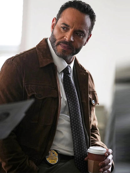 Daniel Sunjata TV Series High Potentia 2024 Karadec Suede Brown Leather Jacket