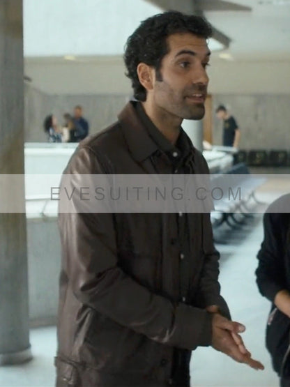 Daniel TV Series Gangs Of Galicia Season 1 Tamar Novas Brown Leather Jacket