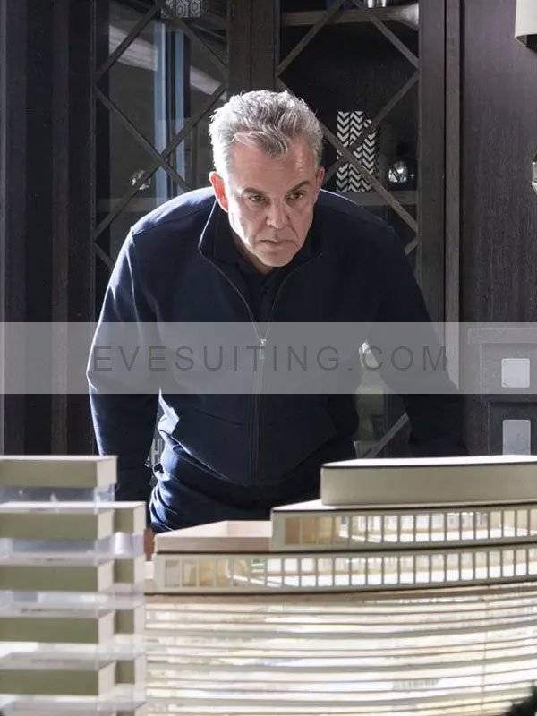 Danny Huston Yellowstone Zip-Up Blue Jacket
