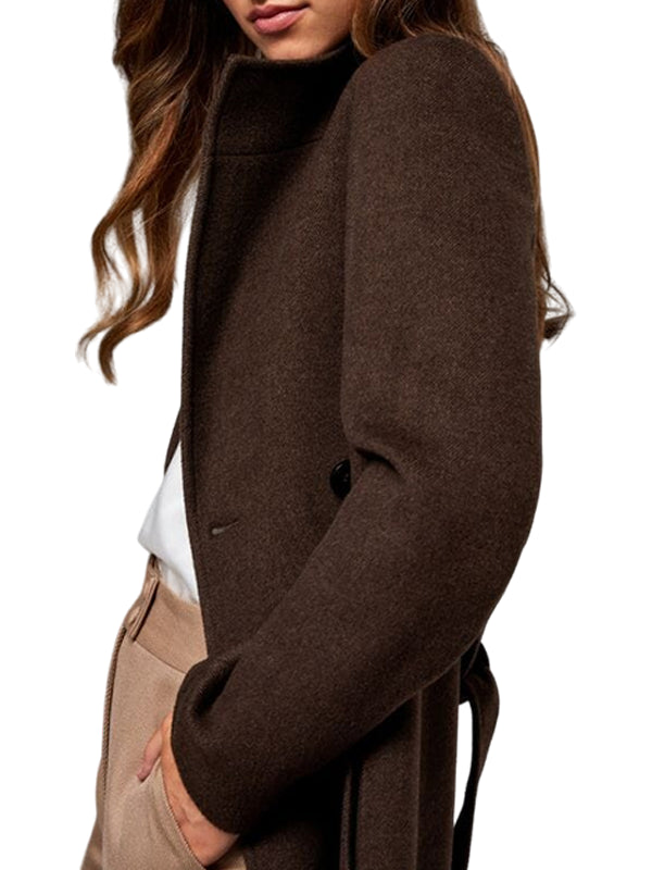 Dark Brown Wrap Coat For Women's