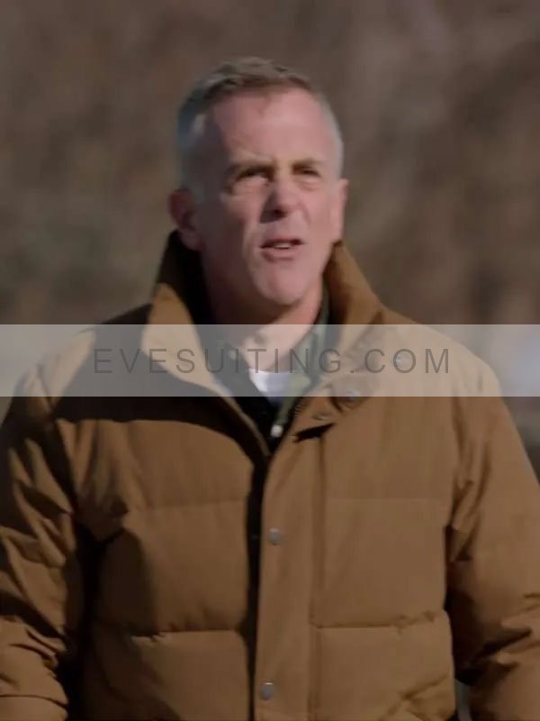 David Eigenberg Chicago Fire S12 Christopher Herrmann Brown Puffer Jacket