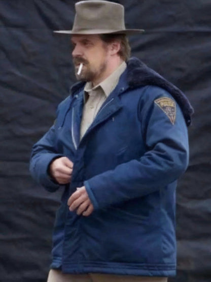 David Harbour Stranger Things Jim Hopper Cotton Blue Jacket