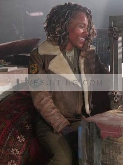 DeWanda Wise Jurassic World Dominion Kayla Watts Brown Shearling Jacket