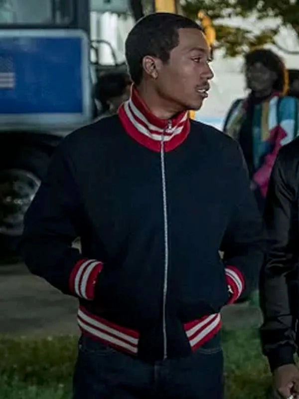 Demetrius Flenory Jr. Black Mafia Family BMF S02 Big Meech Blue Bomber Jacket