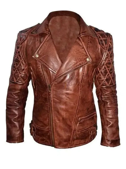 Diamond Quilted Leather Biker Jacket