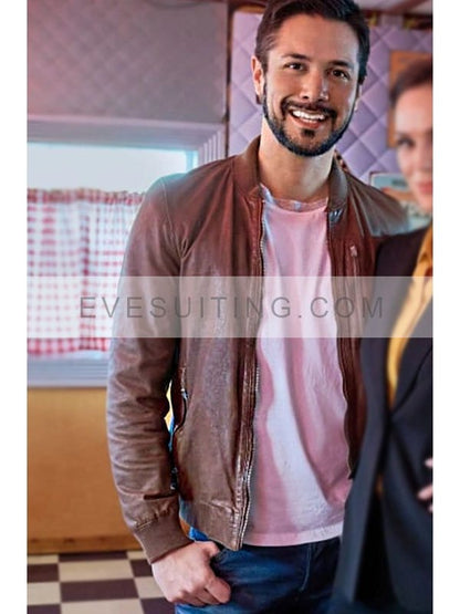 Diego Brown Leather Bomber Jacket