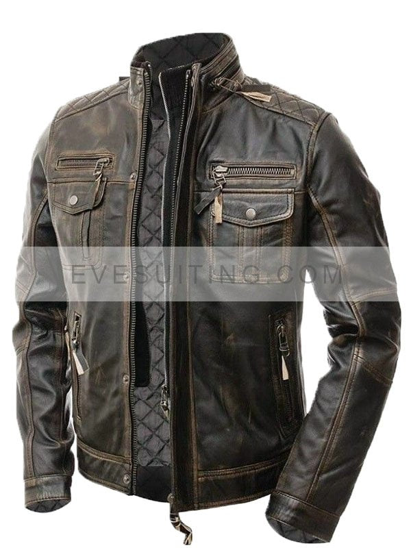 Men's Distressed Brown Vintage Leather Jacket