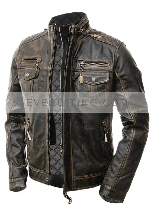 Men's Distressed Brown Vintage Leather Jacket