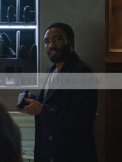 Donald Glover Mr. & Mrs. Smith S01 John Smith Black Wool Peacoat