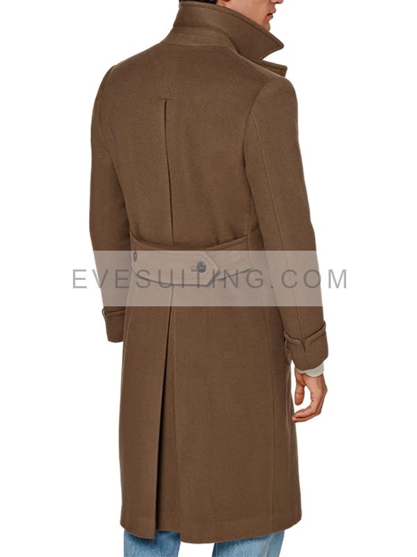 Double Breasted Brown Wool Polo Coat