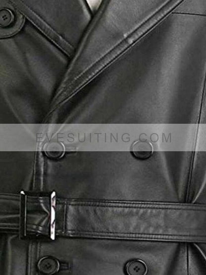 Double Breasted Leather Trench Coat