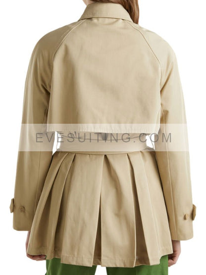 Double Breasted Short Trench Cotton Coat For Women's