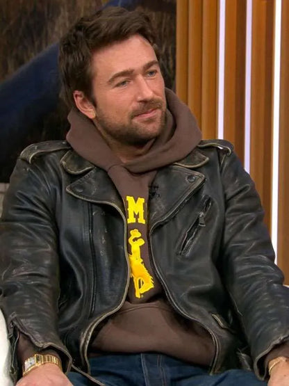 Drop SXSW Film Festival 2025 Brandon Sklenar Black Leather Jacket