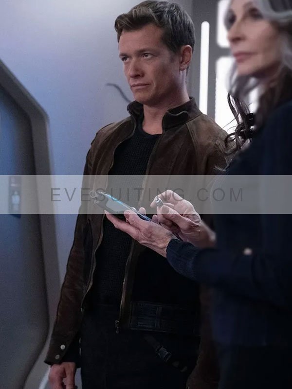 Ed Speleers Star Trek Picard S03 Brown Suede Leather Jacket