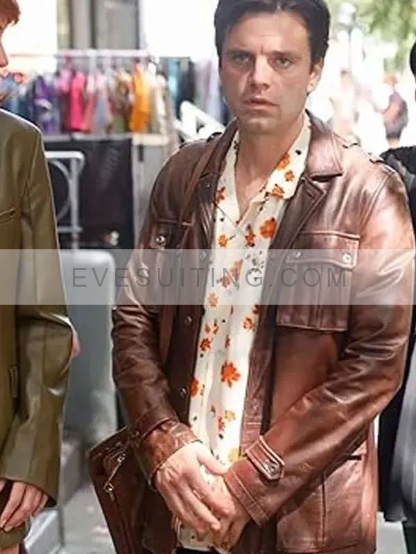 Edward A Different Man Sebastian Stan Brown Leather Jacket