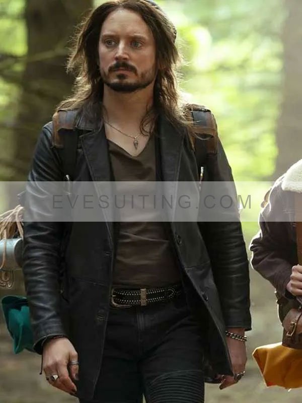 Elijah Wood Movie Bookworm 2024 Wise Strawn Black Leather Blazer Jacket