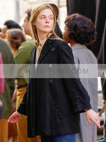 Elle Fanning Black Coat