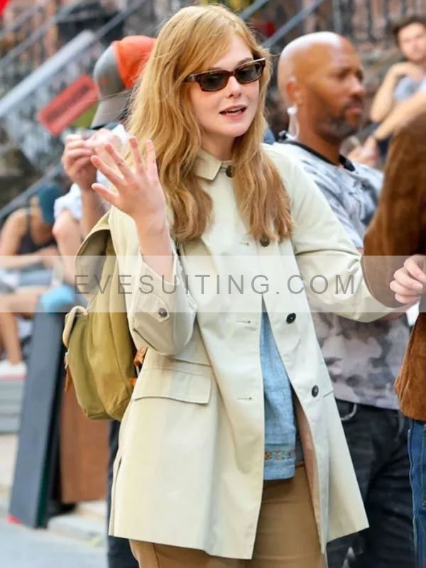 Elle Fanning Off White Jacket