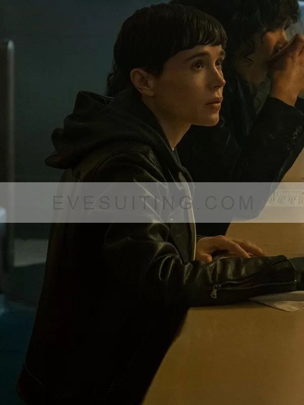 Elliot Page The Umbrella Academy S03 Viktor Hargreeves Black Leather Jacket