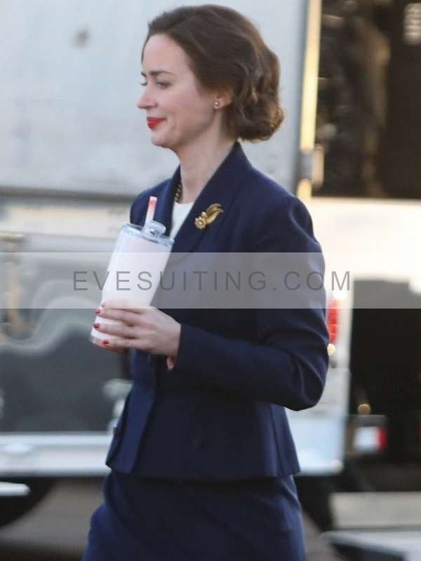 Emily Blunt Oppenheimer 2023 Blue Coat