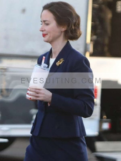 Emily Blunt Oppenheimer 2023 Blue Coat