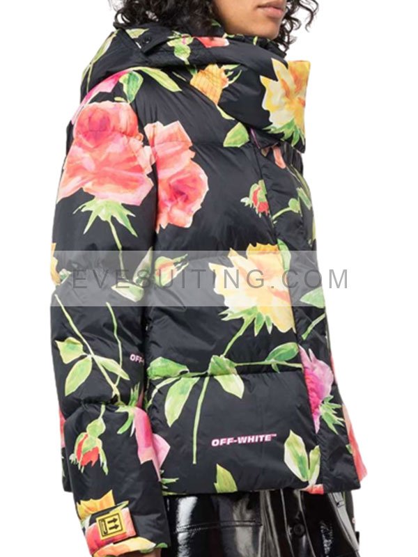 Emily Cooper Emily In Paris Hooded Floral Puffer Jacket