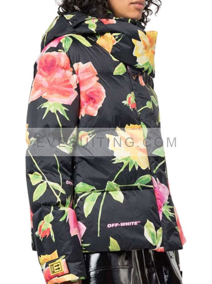 Emily Cooper Emily In Paris Hooded Floral Puffer Jacket