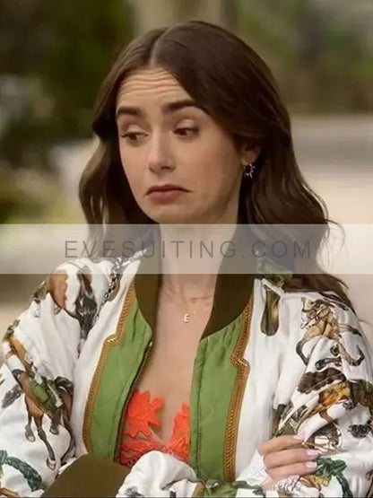 Emily Cooper Emily in Paris Horse Bomber Jacket