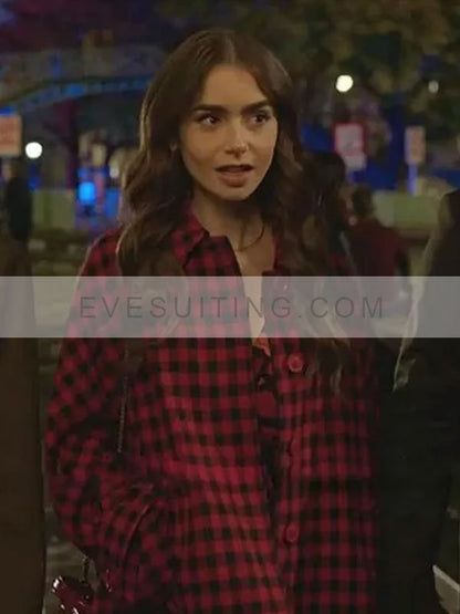 Emily Cooper Red Checked Coat