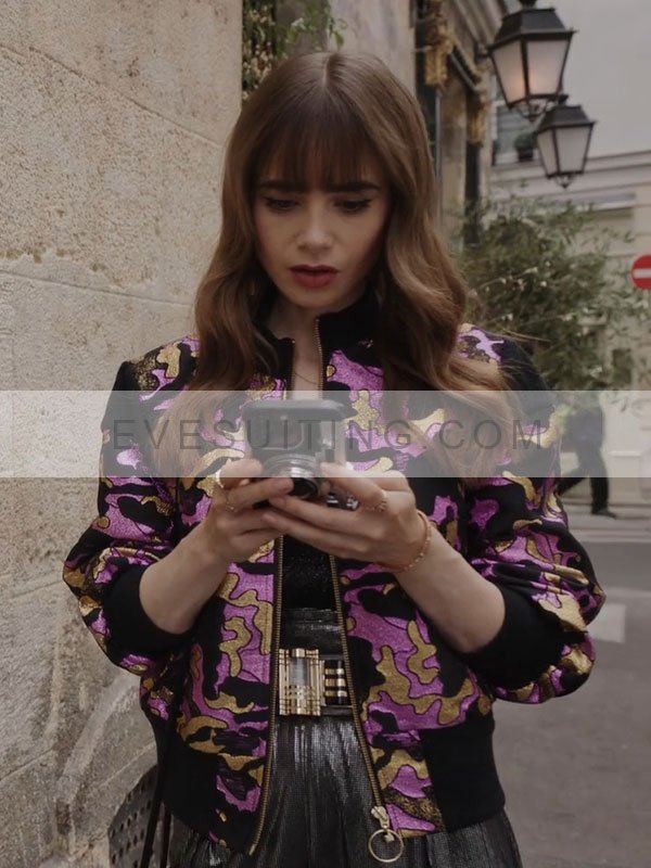Emily Cooper S03 Emily In Paris Bomber Purple Jacket